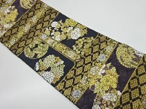 リサイクル　金銀糸丸紋に草花模様織出し袋帯